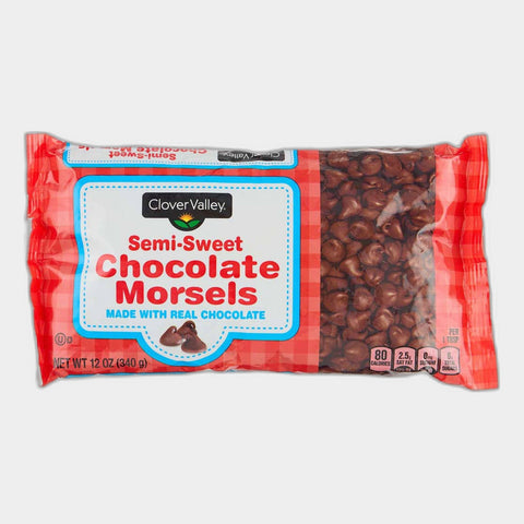 2 Bags Clover Valley Semi Sweet Chocolate Morsels, 12 oz