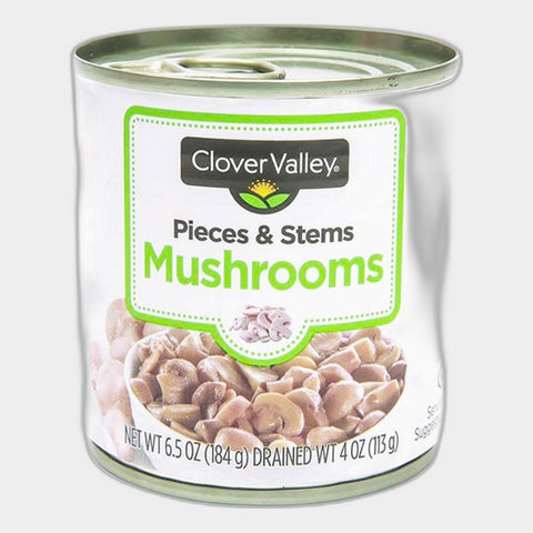 6 Cans Clover Valley Mushrooms Pieces & Stems, 4 oz