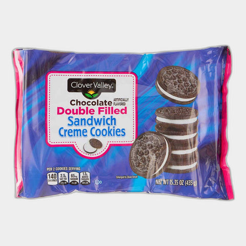 Clover Valley Chocolate Double Filled Sandwich Creme Cookies, 15.35 oz