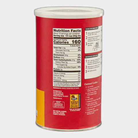 2 Canisters Clover Valley Old Fashioned Oats Canister, 18 oz
