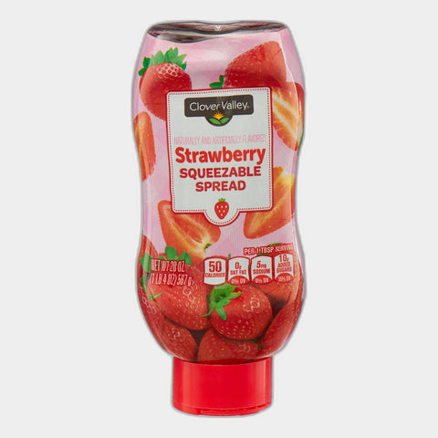 2 Bottles Clover Valley Strawberry Squeezable Spread, 20 oz