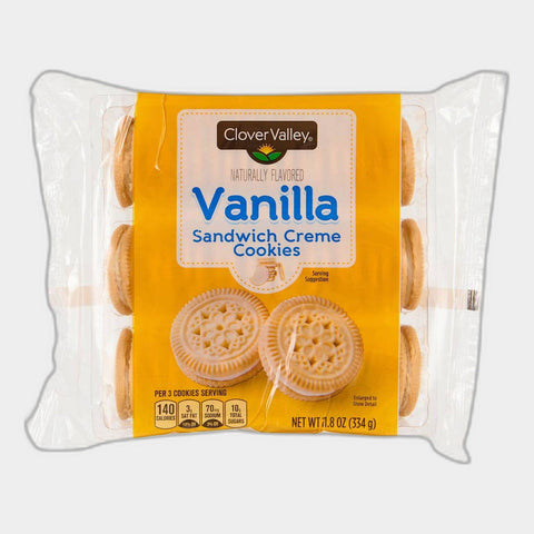 Clover Valley Vanilla Sandwich Crème Cookies, 11.8 oz