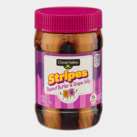2 Jars Clover Valley Stripes, Peanut Butter & Jelly Spread, 18 oz