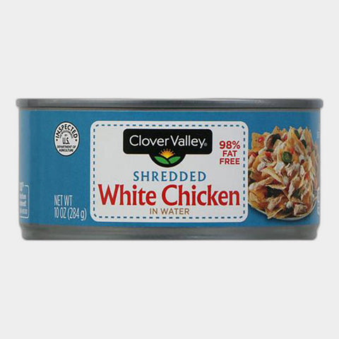 6 Cans Clover Valley Shredded White Chicken, 10 oz