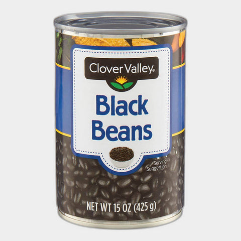 6 Cans Clover Valley Black Beans, 15 oz