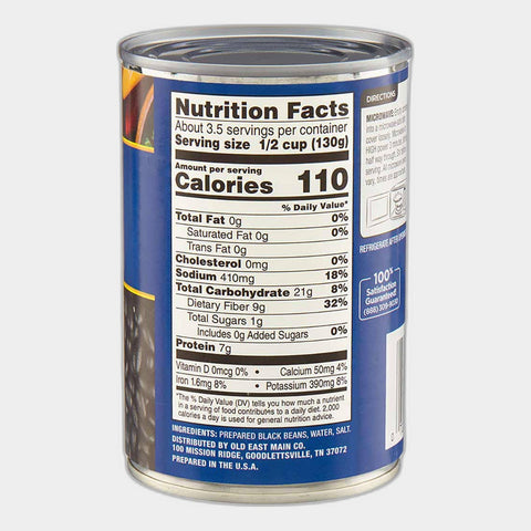 6 Cans Clover Valley Black Beans, 15 oz