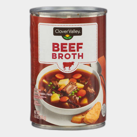 6 Cans Clover Valley Beef Broth Can, 14.5 oz