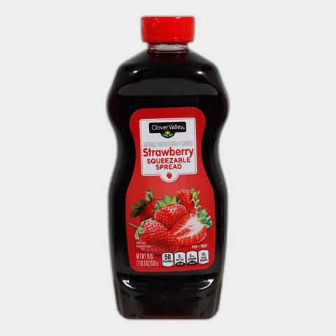2 Bottles Clover Valley Squeezable Strawberry Spread, 19 oz