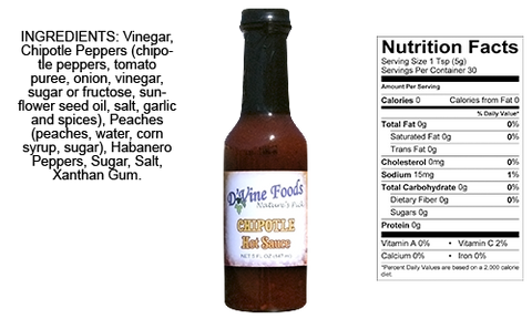 3 Bottles of D'Vine Foods Chipotle Hot Sauce, 5 oz