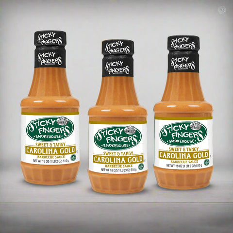 3 Bottles Sticky Fingers Smokehouse Sweet & Tangy Carolina Gold Barbecue Sauce 18 oz