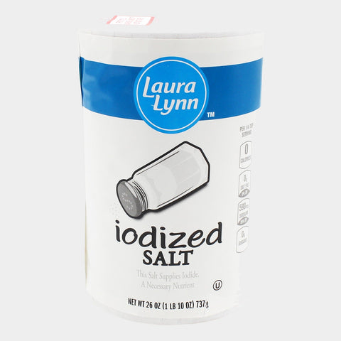 2 Containers Laura Lynn Iodized Salt, 26 oz