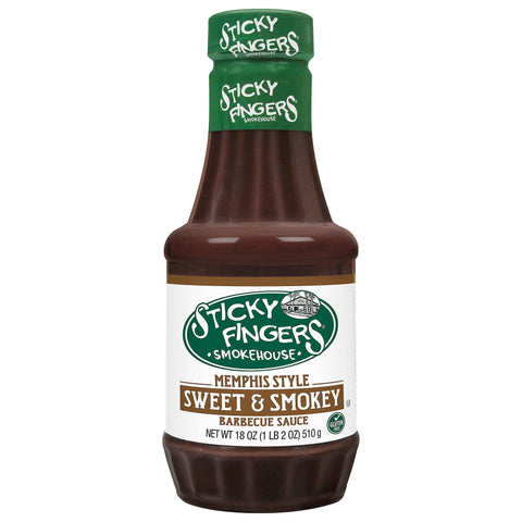3 BOTTLES Sticky Fingers Memphis Style Sweet & Smokey Barbecue Sauce 18 oz