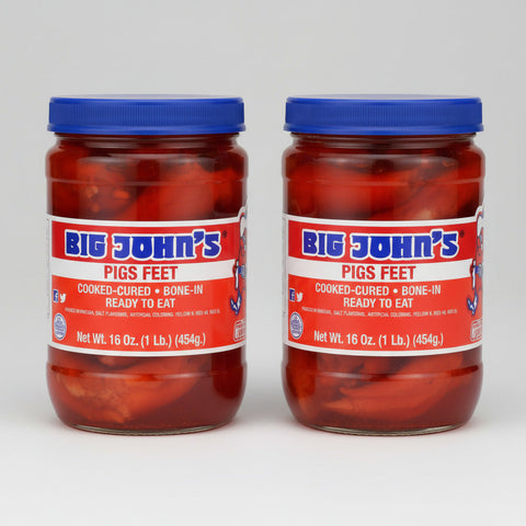 2 Jars Big John's Pickled Pig's Feet Cooked Sausage Wieners 16 oz