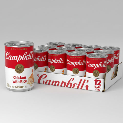 12 CANS Campbell's Condensed Chicken with Rice Soup 10.5 oz Can