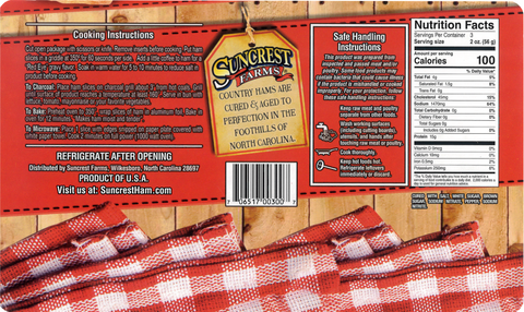 Suncrest Farms Old Fashioned Cured Country Ham Pork Slices Biscuit Pieces
