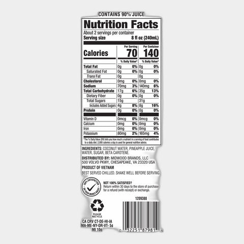 Chestnut Hill Pineapple Coconut Water, 16.9 fl oz