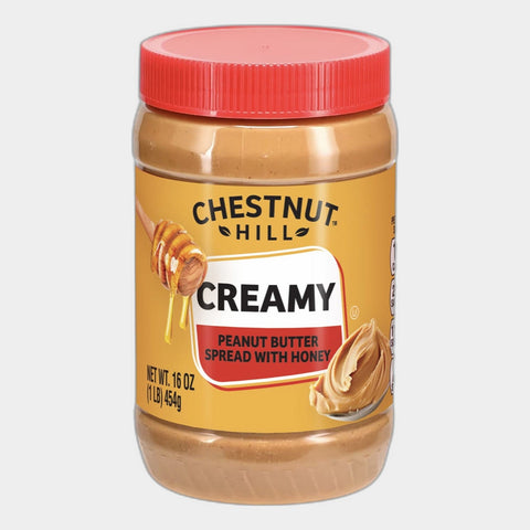 2 Jars Chestnut Hill Creamy Peanut Butter Spread with Honey, 16 oz