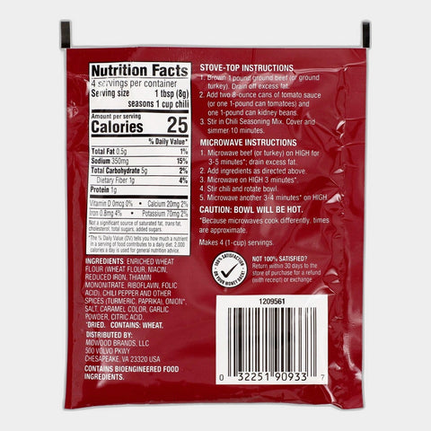 6 Packets Chestnut Hill Chili Seasoning Mix, 1.25 oz