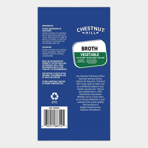 3 Cartons Chestnut Hill Vegetable Broth, 32 fl oz