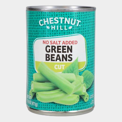 6 Cans Chestnut Hill No Salt Cut Green Beans, 14.5 oz