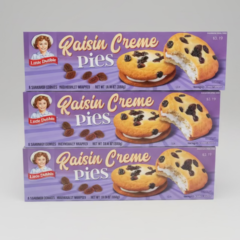 24 Pack Little Debbie Raisin Creme Pies Cookies Icing Soft Vanilla Sandwich