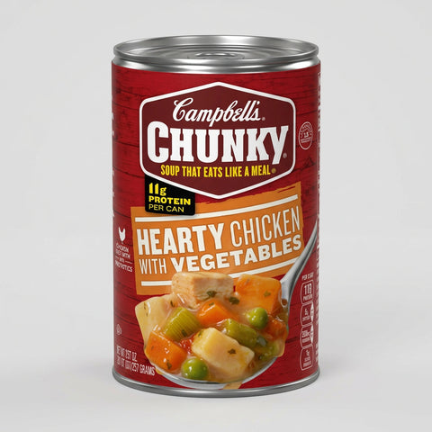 12 Cans of Campbell's Chunky Hearty Chicken with Vegetables Soup, 18.6 oz