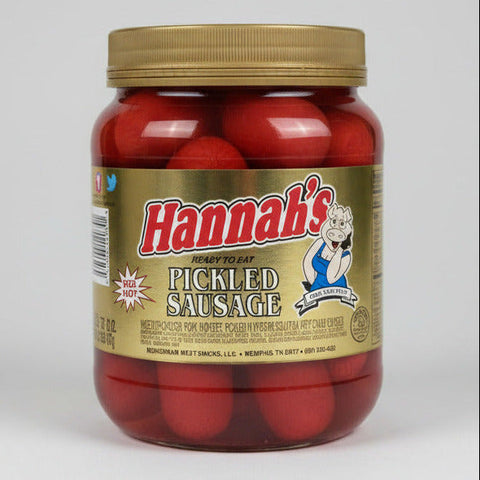 1 Quart Jar of Hannah Pickled Pork Sausage Red Hots Wieners