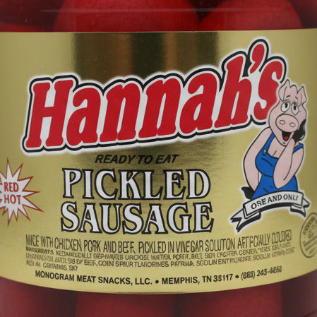 1 Quart Jar of Hannah Pickled Pork Sausage Red Hots Wieners