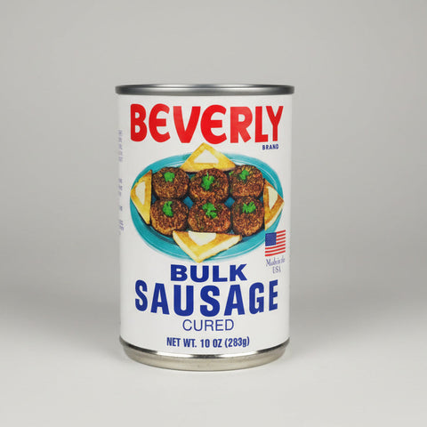 Beverly Bulk Sausage Cured 10 oz Can breakfast eggs grits hashbrowns toast