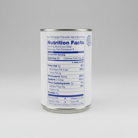 Beverly Bulk Sausage Cured 10 oz Can breakfast eggs grits hashbrowns toast