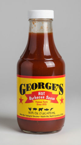 2 Bottles George's Hot Barbecue Sauce 16 oz BBQ Wing Marinade Dip