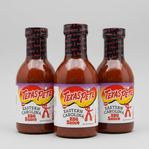 3 BOTTLES Texas Pete Eastern Carolina BBQ Sauce 16 oz Barbeque Vinegar NC