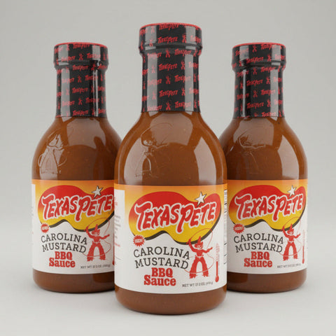 3 BOTTLES Texas Pete Carolina Mustard BBQ Sauce 17.5 oz Barbeque Honey