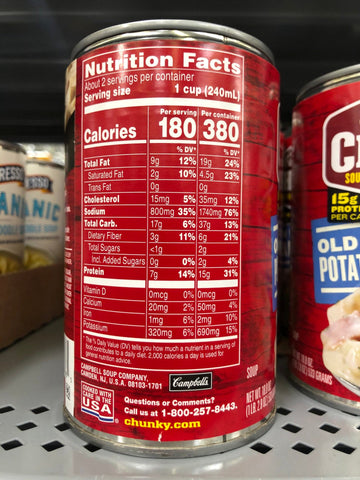 12 Campbell's CHUNKY Potato and Ham Chowder Soup 18.8 oz Cans