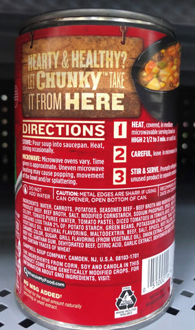 12 Cans of Campbell's Chunky Old Fashioned Vegetable Beef Soup, 18.8 oz