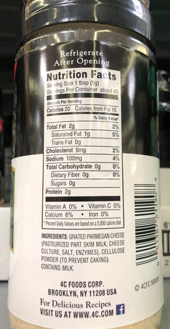 4C Imported Parmesan Grated Cheese 8 oz. Jar