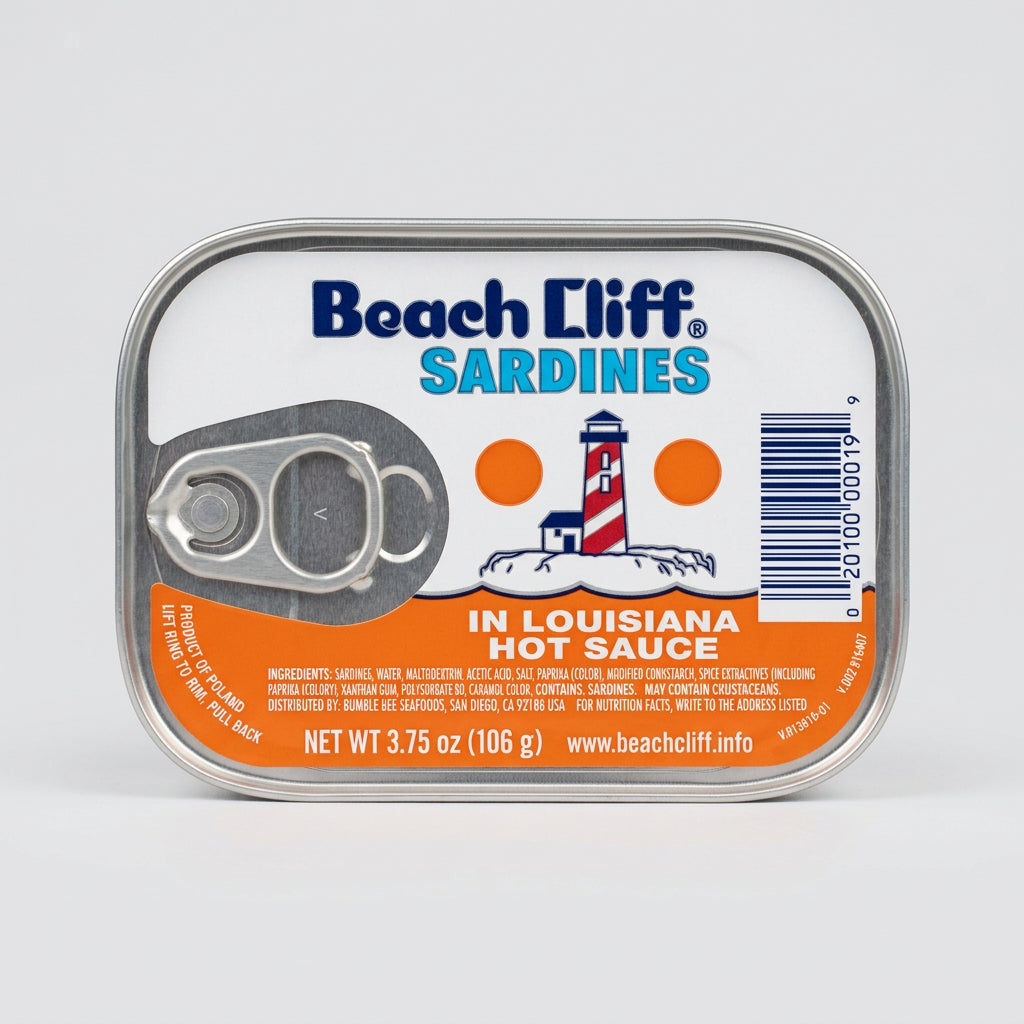 Beach Cliff Sardines in Louisiana Hot Sauce Wild Caught, 3.75 oz