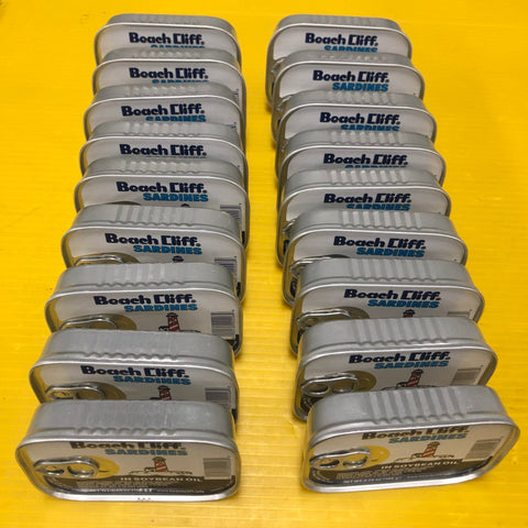 18 Cans Beach Cliff Sardines in Soybean Oil Herring Fish Can Snack Kipper Fresh