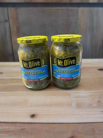 2 JARS Mount Olive Pickle Sweet Relish 16 oz Mt No Sugar Added Splenda