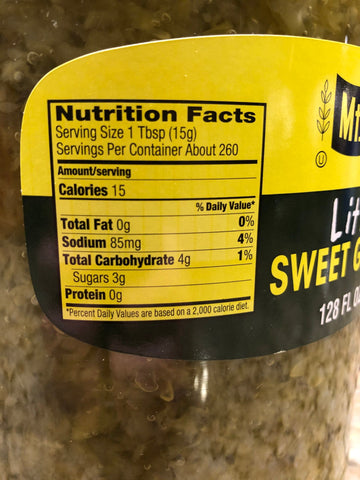 1 Gallon Mt. Olive Little Sister Sweet Green Pickle Relish