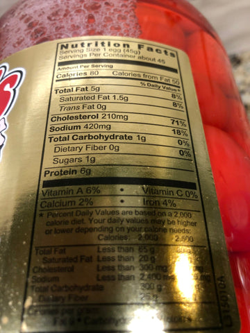 1 Gallon Jar Hannah's Ready to Eat Pickled Eggs 4 1/2 lbs