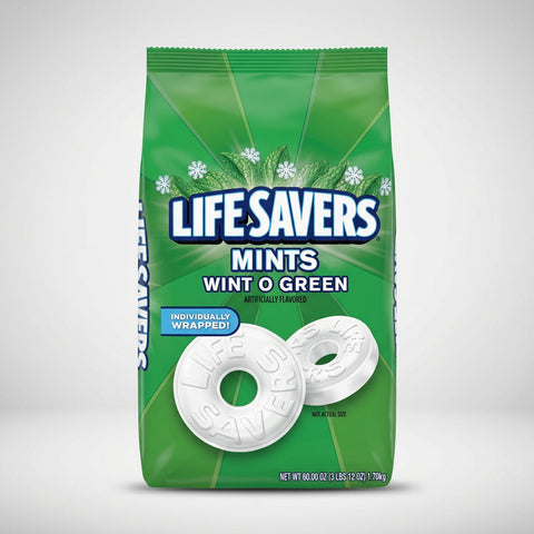 Lifesavers Mints Wint O Green Wintergreen 60 Ounce Bag Apprx 450 Wrapped Pieces