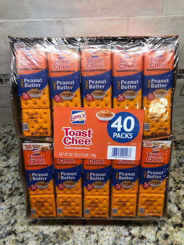 40 packs Toastchee Lance Sandwich Crackers Cheese Peanut Butter NABS