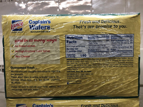 80 Packs Lance Cream Cheese & Chives on Captain’s Wafer Crackers NABS