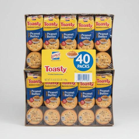 40 packs Toasty Lance Sandwich Crackers Real Peanut Butter NABS