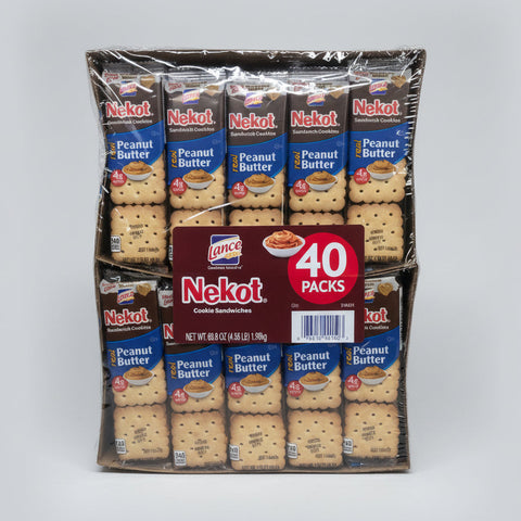 40 Packs Nekot Lance Cookie Sandwich Peanut Butter Crackers NABS