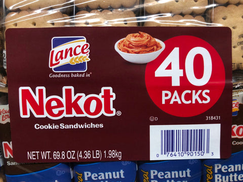 40 Packs Nekot Lance Cookie Sandwich Peanut Butter Crackers NABS