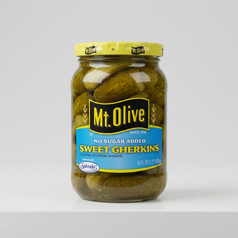3 Jars of Mount Olive No Sugar Added Sweet Gherkins Pickles, 16 oz
