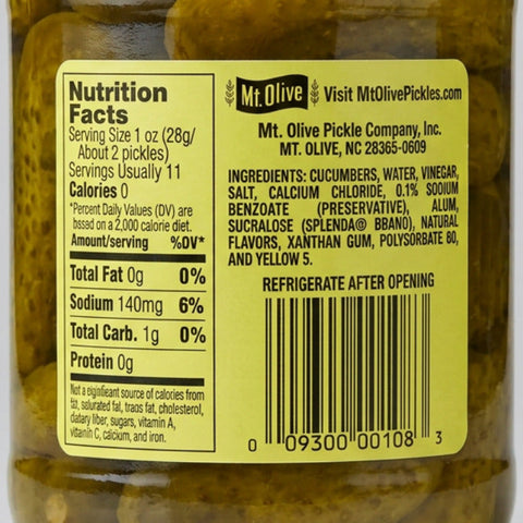 3 Jars of Mount Olive No Sugar Added Sweet Gherkins Pickles, 16 oz