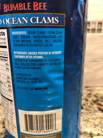 THREE 3lb 3oz CANS BUMBLE BEE Snow's Ocean Chopped Clams Can Chowder